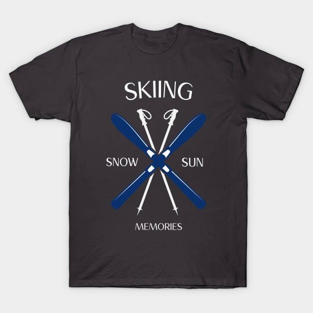 Skiing Snow Sun Memories T-Shirt by Town's End Design